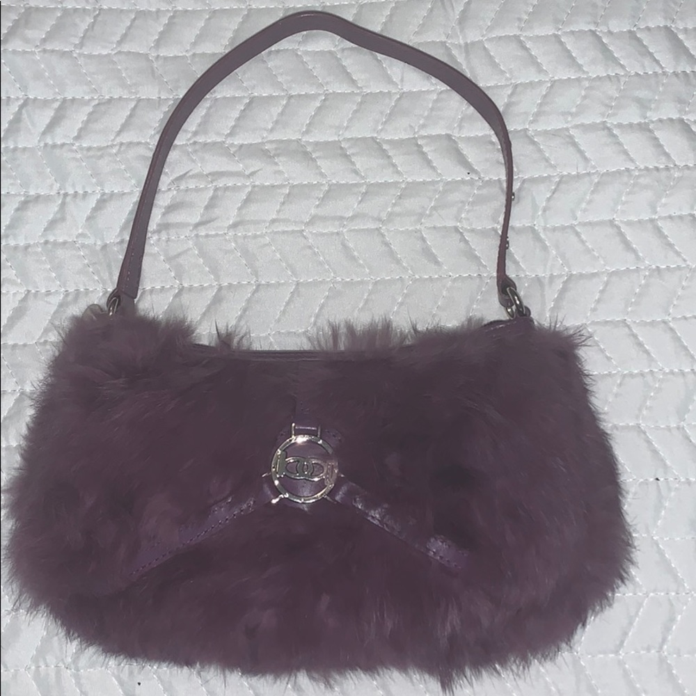 Fur purple small purse